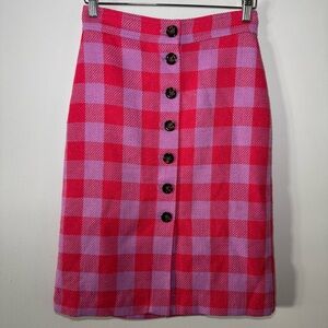 ANN TAYLOR $89‎ Plaid Picnic Check Lined Button Up Pencil Skirt Size 0P